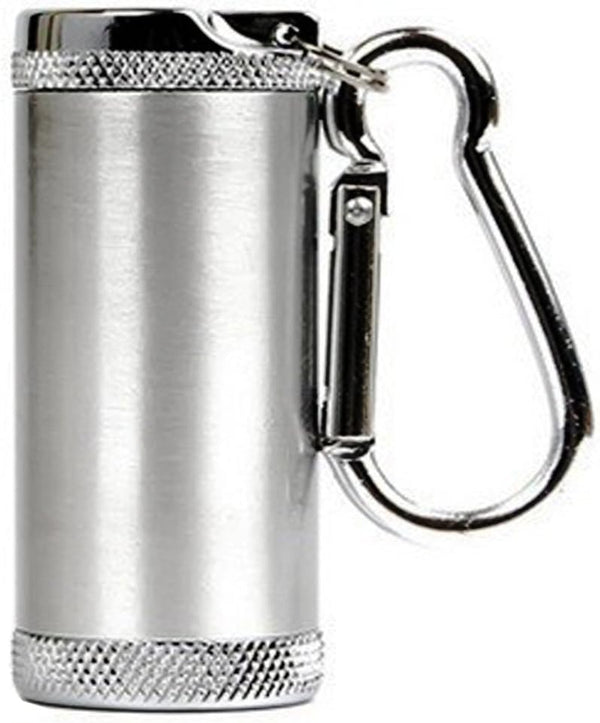 Metal Portable Ashtray, Outdoor Cigarettes Ashtray with Lid, Keychain, Cylinder Silver