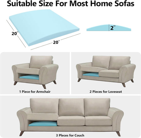 RA RUNNING ALIEN Seat,20"X20"X2" 40D Set 1 Couch Cushion Support for Sagging Curved High Density Foam Cushion,Sagging