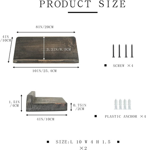 Set 2 104Inch Freezing point Small Floating Shelves for Wall of Natural Wood Trapezoid Mini Wall Shelf Decor Plant