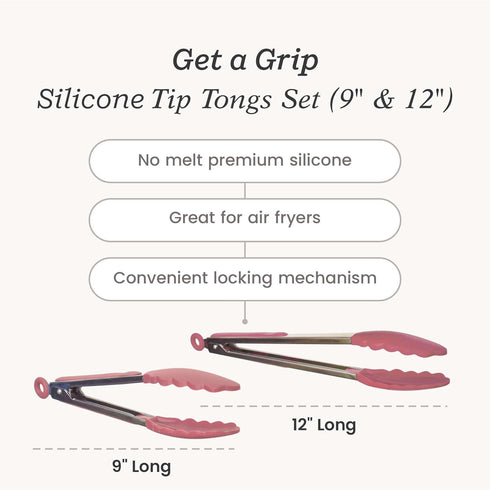 Starpack 'Get a Grip' Silicone Kitchen Tongs, 2 Pcs, BBQ Tongs for Grill, Heat Resistant to 600°F