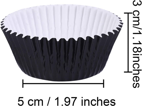 URATOT 100 Pieces Foil Metallic Cupcake Liners Muffin Wrappers Foil Baking Cups Muffin Paper Cases, Black by URATOT