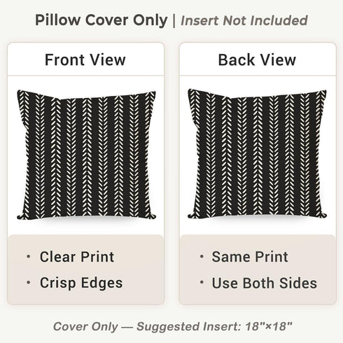 18x18 Inch Set 2, PANDICORN Outdoor Throw Pillow Covers of Black Geometric Chevron Herringbone Striped Pattern, Modern