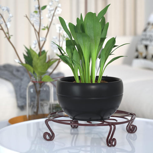 Yimobra Original Patented Plant Stand for Flower Pot, Heavy Duty Indoor Outdoor Metal Holder, Round Supports (Bronze)
