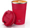 12 oz Stainless Steel Vacuum Insulated Tumbler, Spill Proof Coffee Travel Mug with Lid, Red