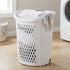 Generic White Wheeled Plastic Laundry Hamper Adult-Sized Rolling Basket With Handles For Home & Dorms