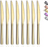 HOMQUEN Gold Steak Knives Set, 8 Piece Premium Stainless Steel, German Serrated Meat Knives, Dishwasher Safe (9.2 Inch)