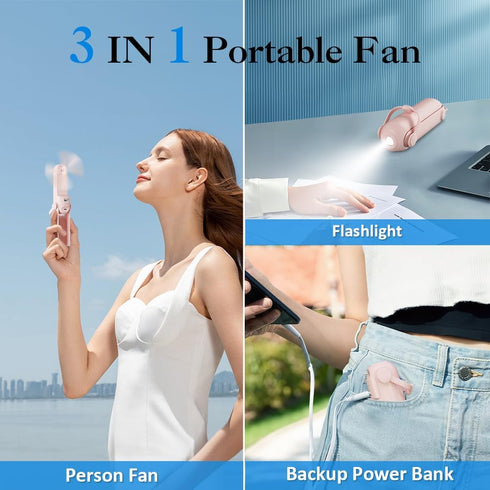 LifePlus Air Cooler - 3 IN 1 Handheld Fan, Personal Fan, Small Pocket Fan, Portable Desk Fan, Speed Adjustable