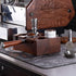 IKAPE Espresso Knock Box, 58mm 6-Hole Espresso Accessory Organizer with Natural Mahogany Tamping Table Base