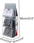 HAN SHENG 1 Pc 6 Pockets Hanging Purse Handbag Organizer Clear Hanging Shelf Bag Collection Storage Holder Purse Bag Wardrobe Closet Space Saving Organizers (Grey) by HAN SHENG