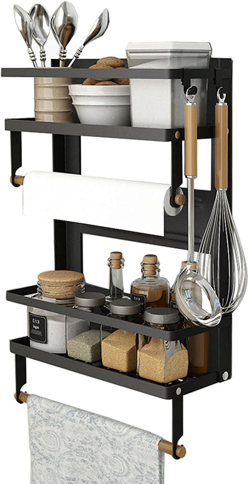 EASTTOWEST Magnetic Spice Rack,4 Tier Kitchen Magnetic Shelf for Refrigerator Fridge Organizer