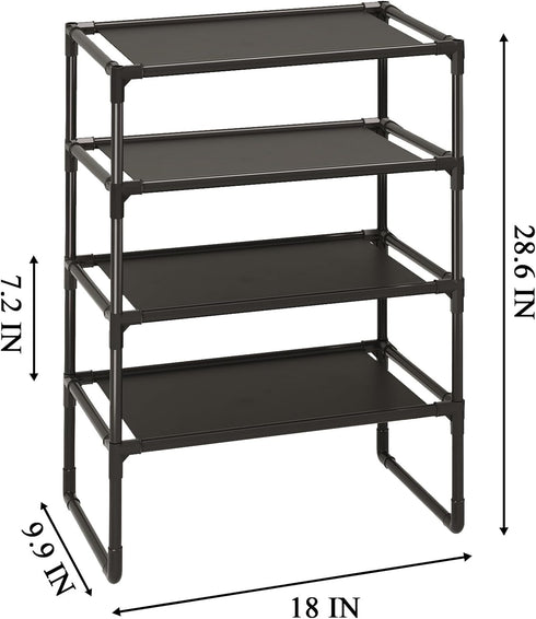 MUAHRCE 5-Tier Closet 18" 9.9" 28.6" Small Shoe Rack for and Entryway, Narrow Shoe Shelf Organizer,Stackble Shoe