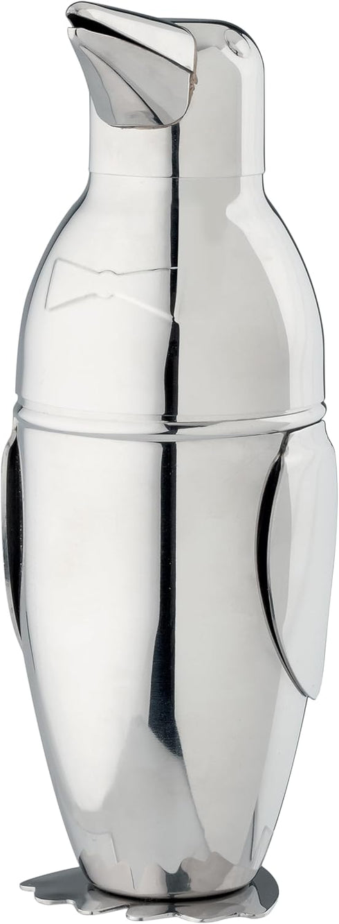 HIC Kitchen Bar Penguin Cocktail Shaker, 18/8 Stainless Steel, 18-Ounce, 3-Piece Set