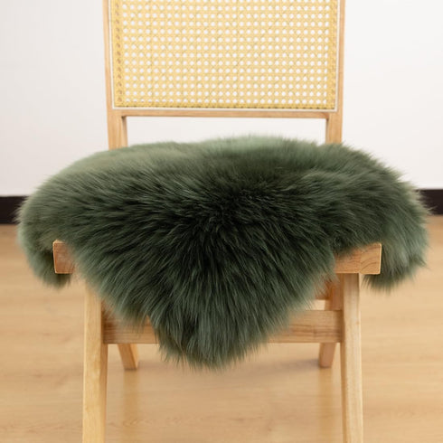 LLB 18x18 Inch, Sheepskin Chair Covers - Office & Dining Room Chair Pads - Dark Green