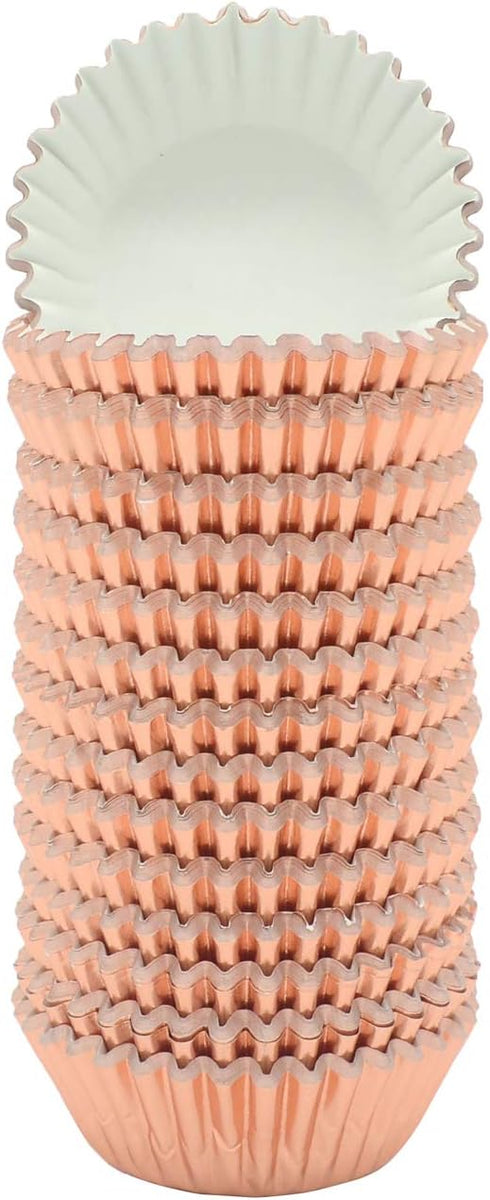 Mini Rose Gold Foil Cupcake Liners - 300 Count Muffin Baking Cups for Party and More
