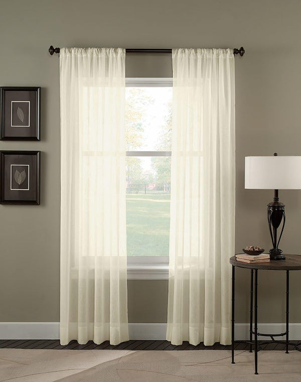 Curtainworks Trinity Crinkle Voile Sheer Curtain Panel, Oyster, 51 by 84"