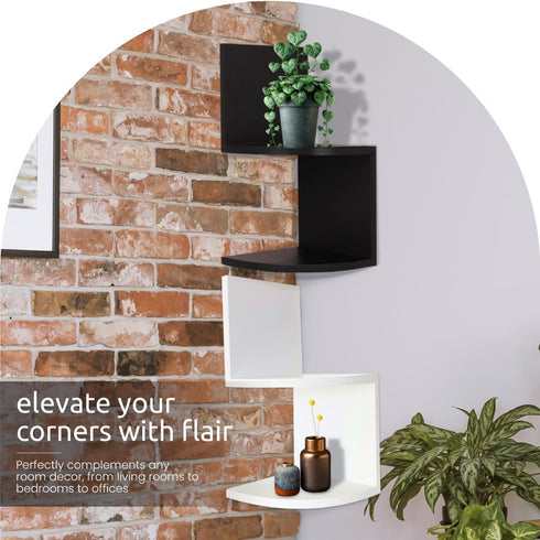 Set 2, 7.75" 7.75" kieragrace Priva Corner Wall Shelf - of White, x