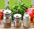 HOME EC Original Glass Salt and Pepper Shakers Set with Adjustable Pour Holes, Stainless Steel