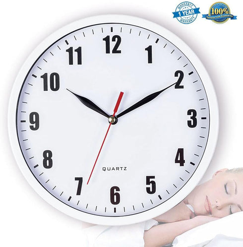 SAC SMARTEN ARTS 8" Silent Quartz Wall Clock, Non-Ticking Digital Clock