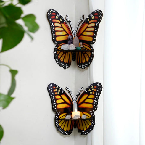 Artilady Corner Shelf for Crystal - 2 PCS Boho Cute Butterfly Wall