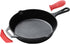 Pre-Seasoned 10 Inch Cast Iron Skillet, Deep Frying Pan with Two Silicone Handles for Stovetop, Induction, Oven