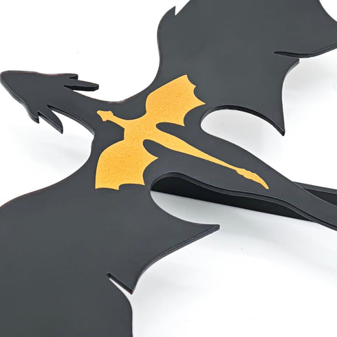 YUKEI 4th 6.7" Metal Fantasy Dragon Shelf Decor Wing Dragon Silhouette Bookend Ornament for Fantasy Readers and Book
