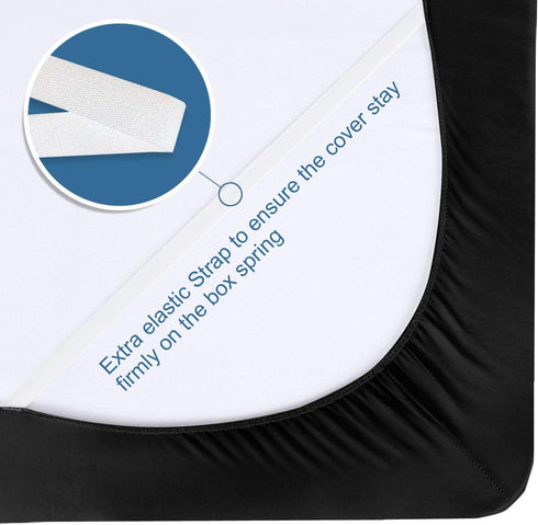 Twin Size Box Spring Cover, Smooth Elastic Fabric Wrap Around, Dustproof, Washable, Black