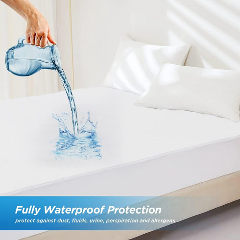 Waterproof Mattress Pad Protector, 100% Organic Cotton Hypoallergenic Breathable Cover, Deep Pocket