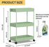 3-Tier SPACEKEEPER Green Rolling Storage Cart, Bathroom & Kitchen Organizer, Modern Plastic Frame, Adjustable Shelves