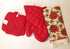 Poinsettia 5 Piece Christmas Kitchen Linen Bundle with 2 Dish Towels, 2 Potholders, and 1 Oven Mitt