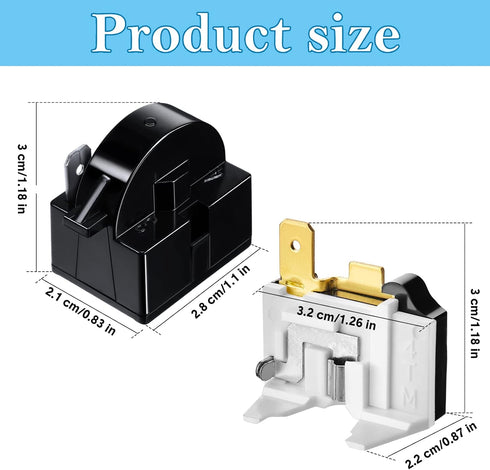 Mudder QP2-4.7 PTC Starter Relay and 6750C-0005P Overload Protector, 2 Pieces Compatible with LG Refrigerator Compressor
