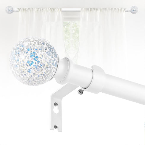 White Curtain Rods for Windows 72 to 144 Inch, 1 Inch Adjustable Heavy Duty Long Curtain Rod