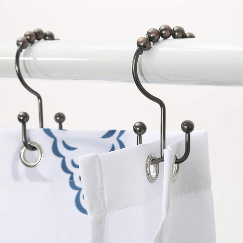 Goowin Shower Curtain Hooks, Rust Proof Stainless Steel Double Shower Curtain Rings for Curtains & Liners (Bronze)