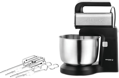 Holstein Housewares - 250W 5-Speed Hand and Stand Mixer with LED Light, Black/Stainless Steel by Holstein Housewares