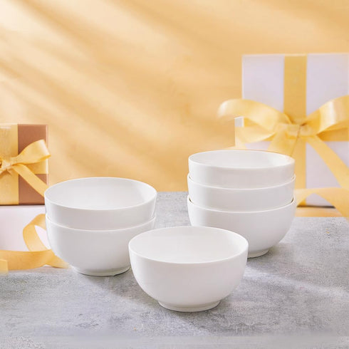 6 26Oz set 6, AntoKueh White Ceramic Bowls in, round Large Cereal Bowl of Deep Porcelain Bowls for Cereal, Salad