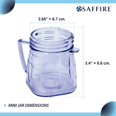 Saffire Replacement Mini 1-Cup Plastic Jar, Fits Most Oster Blenders (2 Pieces)