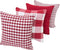 Set of 4 Throw Pillow Covers, Decorative Cotton Linen Cushion Covers, Geometric Stripe Tartan Checkered, Red (18x18")