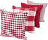 Set of 4 Throw Pillow Covers, Decorative Cotton Linen Cushion Covers, Geometric Stripe Tartan Checkered, Red (18x18")