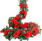 LESING 4PCS Artificial Rose Garlands, 28.8FT Fake Silk Flower Vines with Greenery Plants for Wedding Decoration