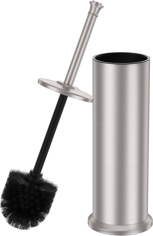 Stain Nickel Toilet Brush and HolderExtra Long Handled Toilet Brush for BathroomStainless