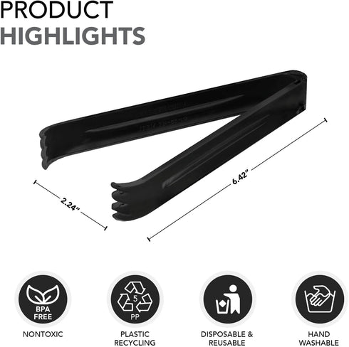 Party Essentials Disposable Heavy Duty Plastic Serving Utensils, 6-Sets of Spoons, Forks, Tongs, Black