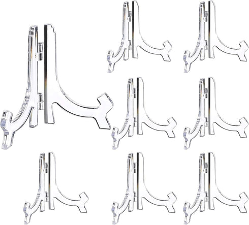 HESTYA 12 Pcs Clear Acrylic Easels for Displaying Pictures or Other Items (4.5 Inch)
