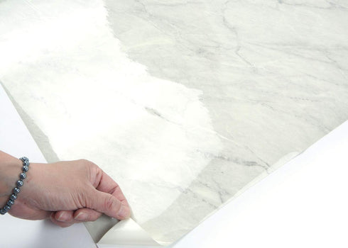 ROSEROSA Peel and Stick PVC Faux Marble Wallpaper - Self-Adhesive Counter Top Shelf Liner Carrara (PGS4133)