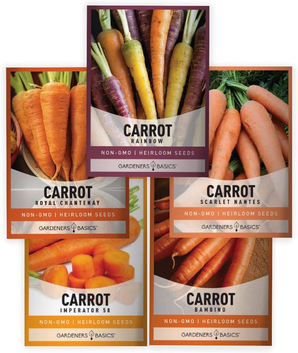 Gardeners Basics, Carrot Seeds for Planting Home Garden - 5 Variety Pack