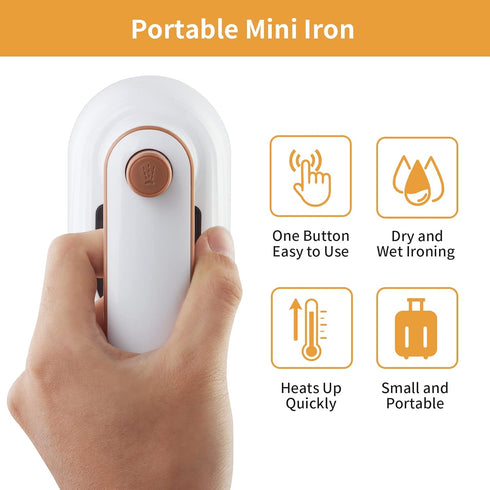Portable Mini Iron - Handheld Steamer for Clothes, 180° Rotatable Professional Garment Steamer for Home, Travel,