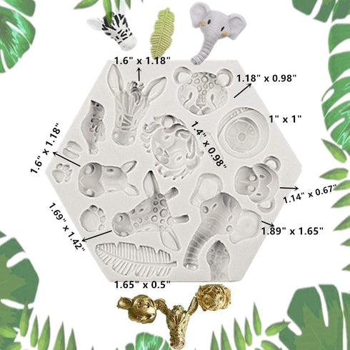 JeVenis 2 PCS Jungle Safari Animal Cake Mold for Cupcake Decoration and Jungle Safari Animal Cake