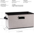 PRANDOM 3-Pack Foldable Storage Bins for Closet, Decorative Fabric Storage Baskets with Leather/Metal Handles, Light