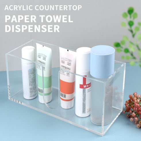 Countertop, 5mm (2) Acrylic Paper Towel Holder Thick Clear C-Fold Z-Fold Trifold Napkin Dispenser, Bathroom & Kitchen