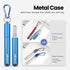 Cruise Ship Essentials 4-Pack Reusable Collapsible Stainless Steel Straws with Aluminum Case, Cleaning Brush