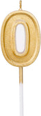 Luter Gold Glitter Happy Birthday Cake Candles - Number 0 Birthday Candle Cake Topper Decoration for Party