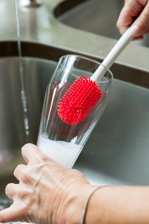 Joie Bottle Brush, Silicone Scrubber with Long Handle, Ideal for Cleaning Water Bottles, Baby Bottles and Glasses